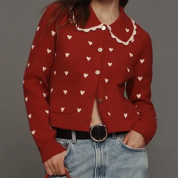 NVLT Sweaters - NVLT Collared Heart Coatigan (NWT)